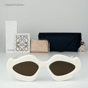 Loewe Men Sunglasses Shiny Ivory Brown Geometric LW40109U 21E CURVY BRAND NEW